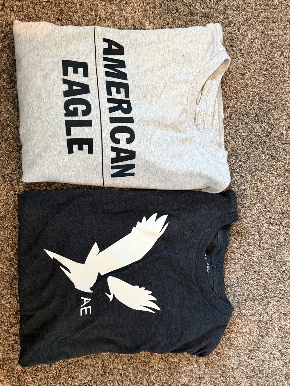American Eagle Outfitters Gray & Black Dual Graphic Short Sleeve Tees